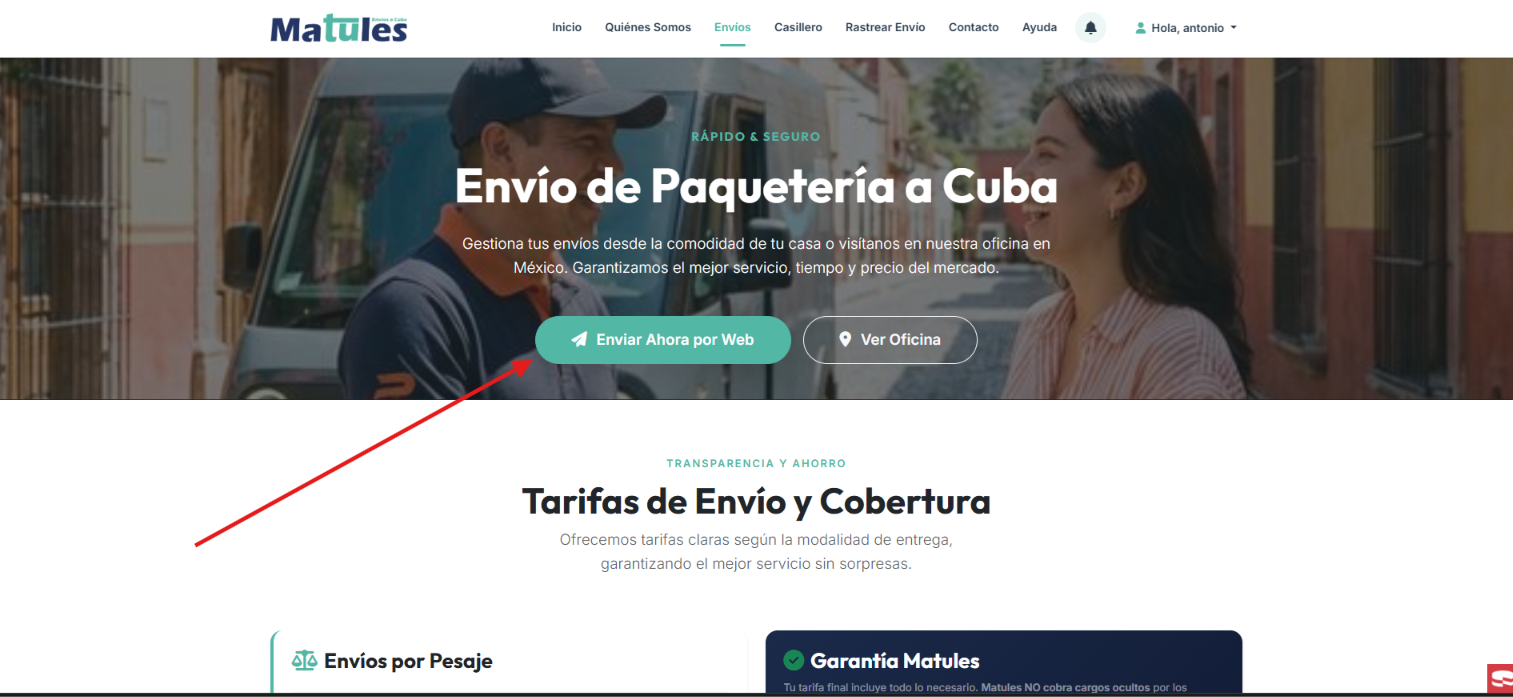 Captura - Botón Nuevo Envío