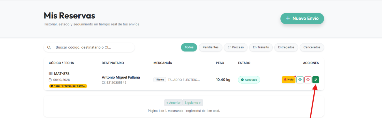 Captura Paso 6A - Ejemplo de reserva aprobada