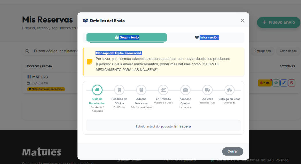 Captura Paso 5B - Mensaje detallado de la nota
