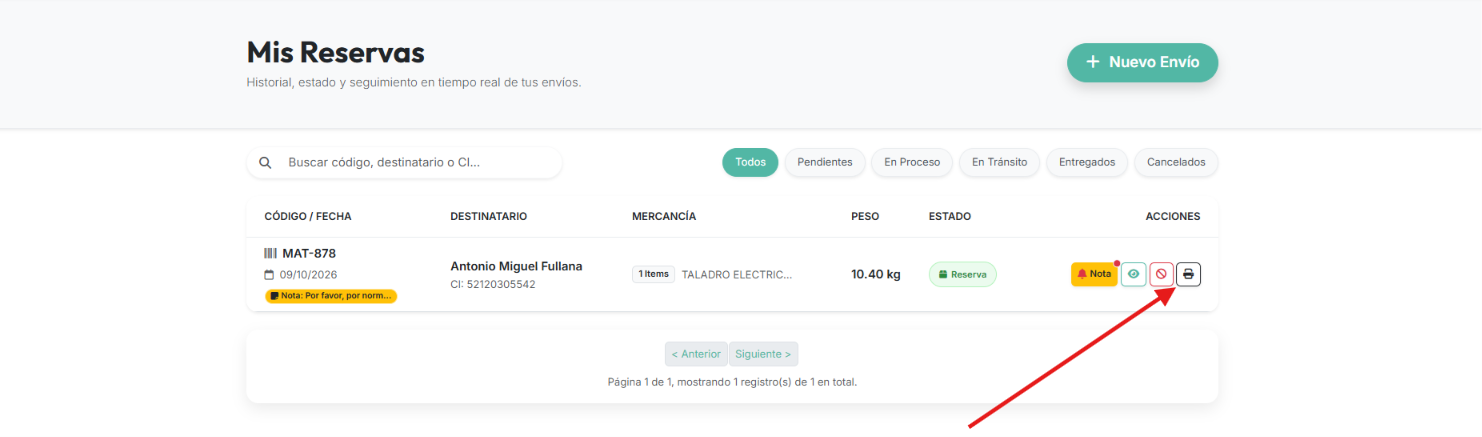 Captura Paso 6B - Botón Imprimir Guía de Recolección