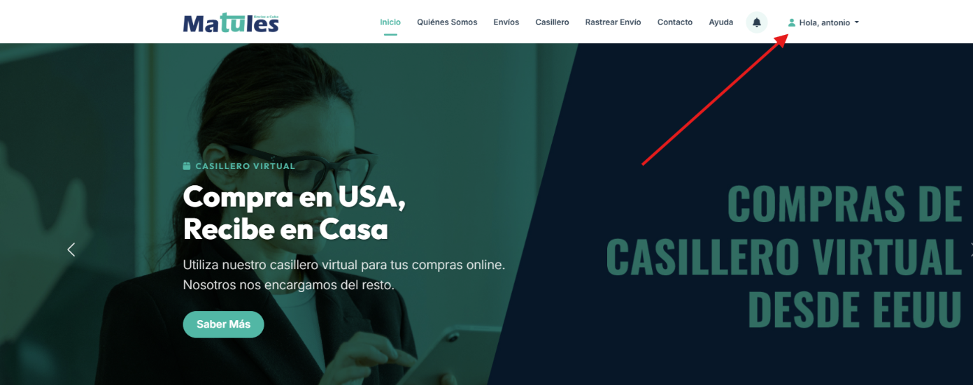 Captura - Acceso al menú del usuario